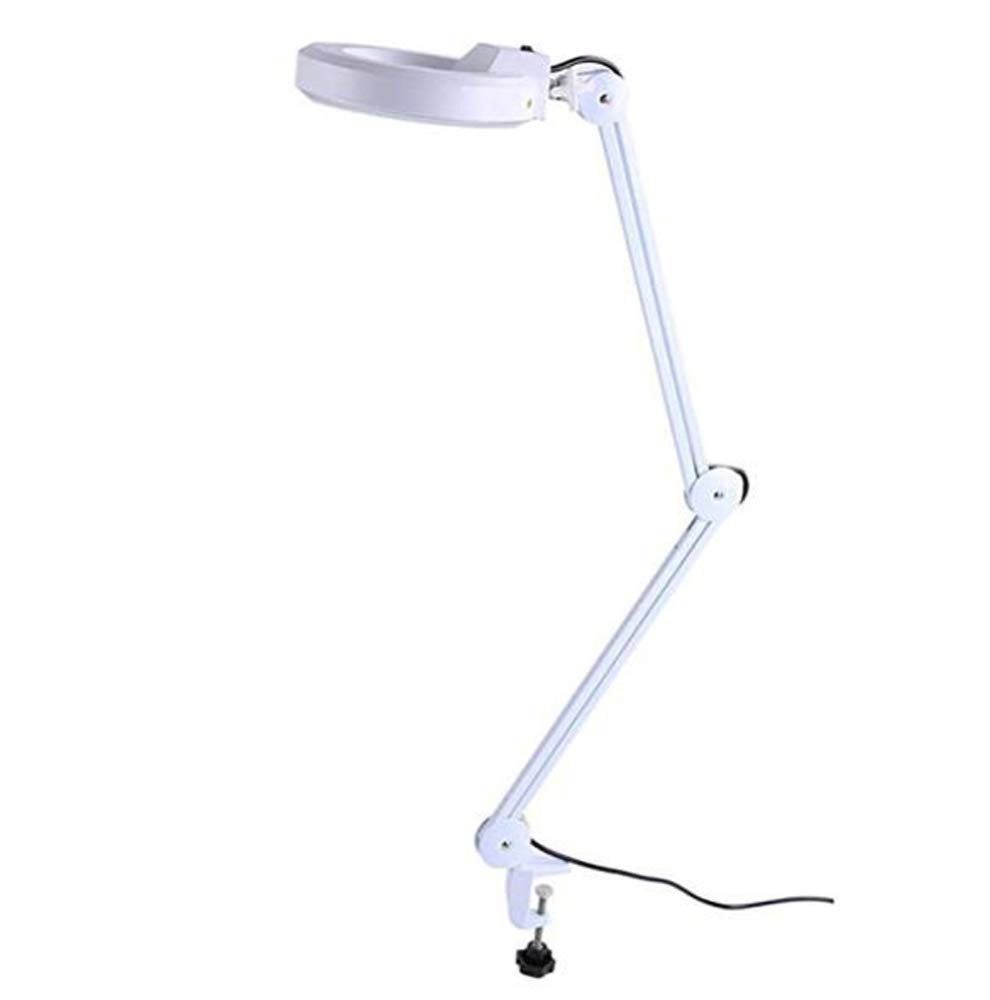 Lupa, 5-krotna lampa powiększająca szkło-światło dzienne jasne podświetlane soczewki-lupa biurkowa lampa obrotowa ramię wahadłowe biurko lampa stołowa, na stół, zadanie, rzemiosło, biżuterię, szycie,