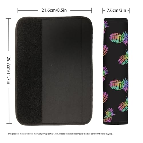 Image of AFPANQZ 2 Pack Car Seat Belt Covers for Adults Fashion Hawaiian Pineapple Pattern Safety Seatbelt Pad Cushion Adjustable Universal for Most Car Laptop Backpack Luggage Bag Straps Pads Black