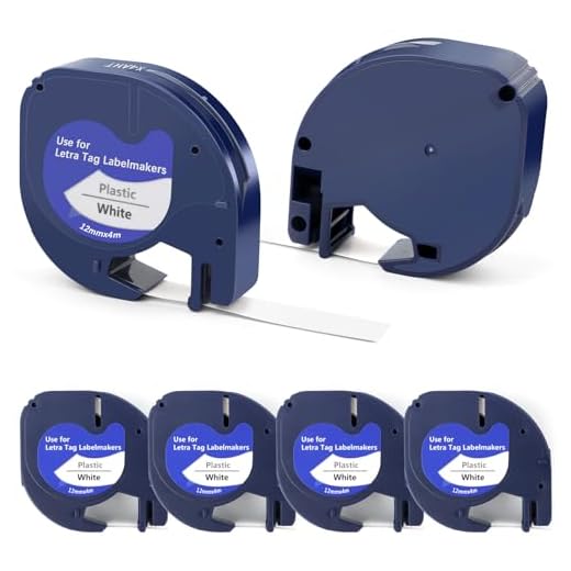 6 x Etikettenband Kompatible für Dymo Etikettenband Letratag White Plastic 12mm x 4m Beschriftungsband Beschriftungsgerät Bänder für Dymo Letratag XR LT-100H LT-100T 200B