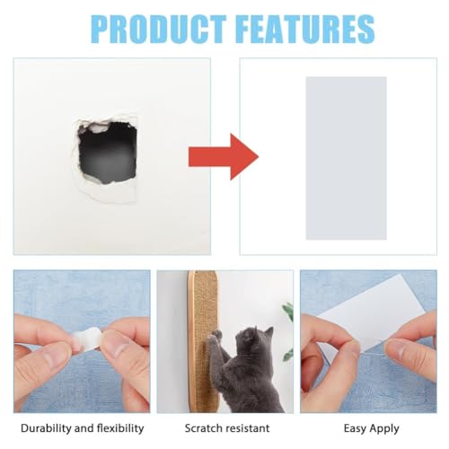 SUPERFINDINGS 10 flache Leere Kunststoffplatte 18cm Wandlochabdeckung Mit 80 doppelseitigem Klebeband Staubdichte Abdeckplatte Rechteckige Mattierte Leere Platte