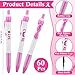 Sherr 240 Pieces Breast Cancer Awareness Accessories Pink Ribbon Retractable Pens Pink Pins with Encourage Cards Breast Cancer Awareness Supplies Inspirational Supplies for Charity