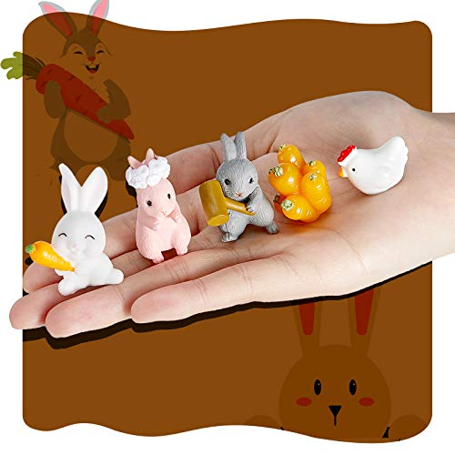 Jetec 50 Pieces Resin Miniature Animals Figurines Garden Decoration, Cute Rabbit Mushroom And Chicken Figurines For Indoor Outdoor Garden Bonsai House Landscape Diy Decor #TOP2
