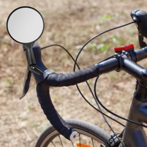 Cycling Rearview Mirror HD Glass Bar End Wide Angle Adjustable Safe Cycling Rearview Mirror for Mountain Road Bike Lightweight Sturdy Shockproof Design for Bike Riders