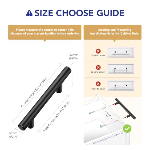 Image of Ravinte 30 Pack 6 inch Cabinet Pulls Matte Black Stainless Steel Kitchen Drawer Pulls Cupboard Handles Cabinet Handles 3.75 inch Hole Center