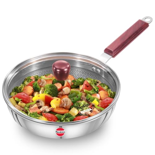 See full amazon price history chart for Hawkins 22 cm Frying Pan with Glass Lid, Triply Stainless Steel Shielded Nonstick Fry Pan with Rosewood Handle, Honeycomb, Induction, Silver (NSF22G) Hawkins 22 cm Frying Pan with Glass Lid, Triply Stainless Steel Shielded Nonstick Fry Pan with Rosewood Handle, Honeycomb, Induction, Silver (NSF22G) (B0CWP8MM27) Amazon Price History, Amazon Price Tracker