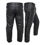 Touch&Torn Leather Motorcycle Pants for Mens Leather Black Brown Pants with 5 Pockets
