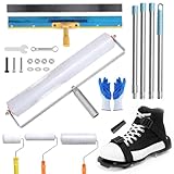 Cioquli Bodenbeschichtung Set, Epoxidharz Bodenbeschichtung Tool -160cm Abnehmbarem Langem Teleskopstange, Stachelwalze Ausgleichsmasse, Nagelschuhe 30 mm, Edelstahl Stehrakel und Handschuhe