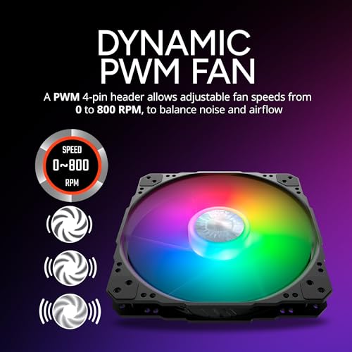 Image of Cooler Master SickleFlow 200 aRGB Case Fan, 200mm aRGB Gen2 Lighting, Dynamic PWM 800 RPM, Air Balance Blades, Hybrid | PBT Frame