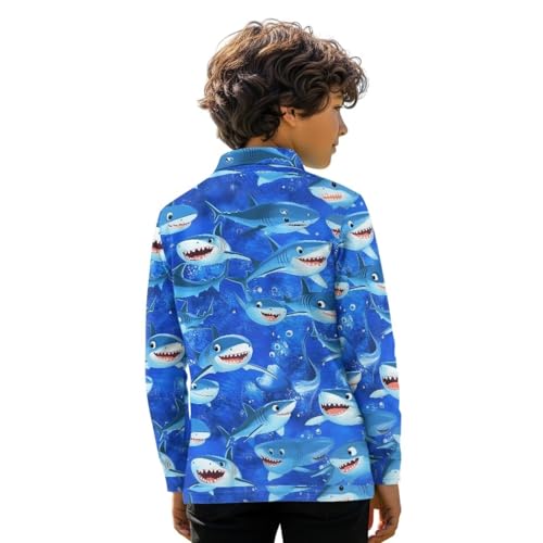 Boy Golf Outfits Size 3-16 Kids Fall 1/4 Button Collared Long Sleeve Shirts Novelty Tennis Performance Tops3