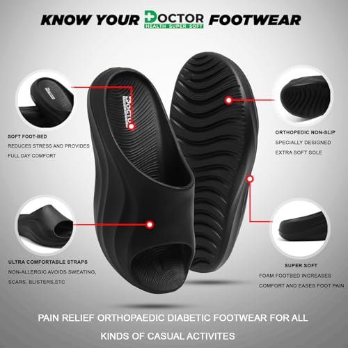 Image of DOCTOR HEALTH SUPER SOFT Slides for Men|| Lightweight || Skid Resistant || Men's Casual Slides - Stylish, Comfortable, and Anti-Slip Footwear for Everyday Use|| Flip-Flop & Sliders for Men
