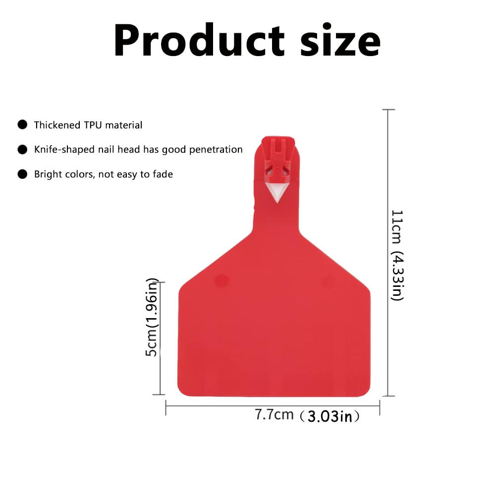 Nummerierte Ohrmarken zur Tierkennzeichnung, Kunststoff-Ohrmarken for Nutztiere, mehrfarbig, Packung mit 50 oder 100 Stück(Red,50pcs)