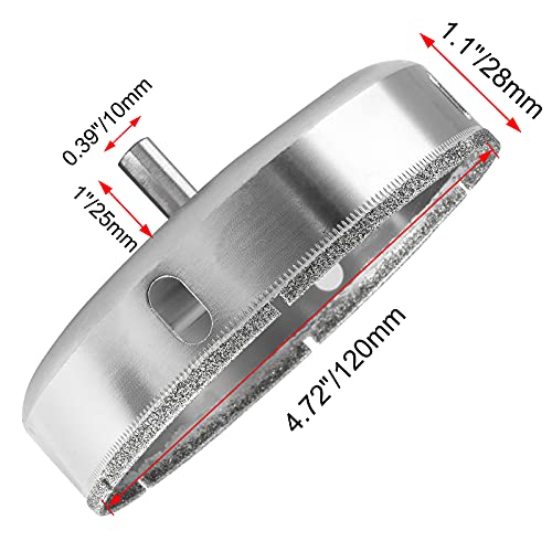 Image of Luomorgo 120mm /4-3 /4 inch Diamond Hole Saw | 1.1 inch Cutting Depth, Diamond Drill Bits, For Glass Ceramic Marble Porcelain Tile, For Granite Quartz Gemstone