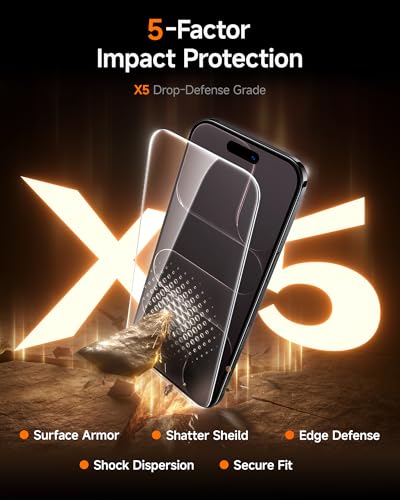 Image of SMARTDEVIL 2 Pack for iPhone Air Screen Protector, 9H Hardness Military Grade Shatterproof, HD Clear Tempered Glass with Auto Dust-Elimination, Bubble Free, Easy Installation, Case Friendly