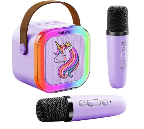 Kidara™ New Unicorn Karaoke Speaker with 2 Wireless Mics | Gift for Girls & Boys | Rechargeable Bluetooth Music Toy with LED Lights, | Fun Singing Set for Kids – Ages 3 4 5 6 7 8 9 10,11,12+ (Purple)-image-32