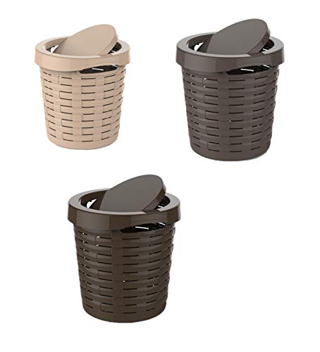 SMART-T-HAUS Wengue/Basalto/Arena Cesta/Cubo con Tapa Basculante, 25 x 26 cm