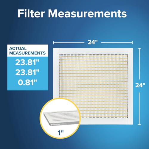 Image of Filtrete 24x24x1 AC Furnace Air Filter, MPR 700, MERV 8, Tough on Pollen, Easy on Airflow, 3-Month Pleated 1-Inch Electrostatic Air Cleaning Filter, 6-Pack (Actual Size 23.81 x 23.81 x 0.81 in)