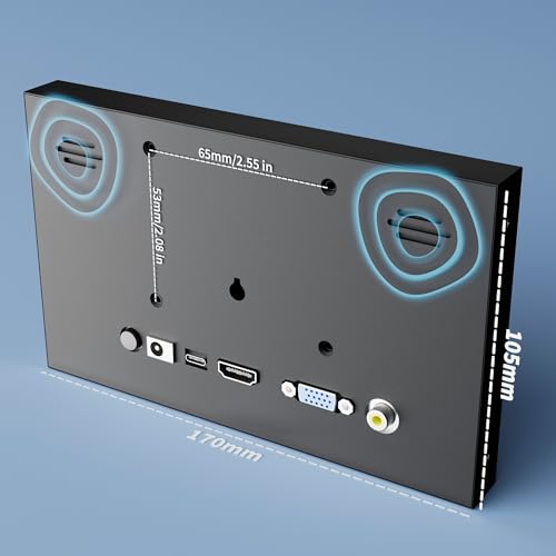 Image of Mini Monitor 7 Inch Screen HDMI, VGA, AV, BNC, 1024 x 600 Small IPS Screen with Built-in Speakers, 178 Viewing Angle LCD Portable Monitor for PC /TV /DVD /CVBS (7 inch - Non Touch)