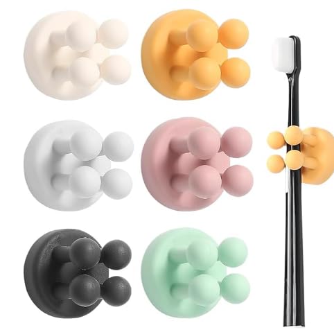 Silikon Zahnbürstenhalter Rasiererhalter Multifunktionshaken Wasserfest Selbstklebend Ohne Bohren, Kinder Spaß Zahnbürstenhalter Wand Geeignet für Wandmontage Badezimmer Küche Wohnzimmer Büro