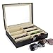 UYGHHK 8 Slot Sunglass Organizer Eyeglass Storage Box Sunglasses Holder PU Leather Glasses Organizer Sunglasses Organizer Box Multi Glasses Case – 8 Compartments