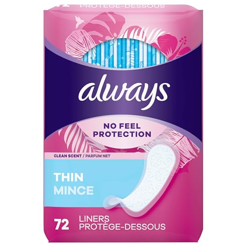 Always, Panty Liners No Feel Protection Thin Regular, 72 Count