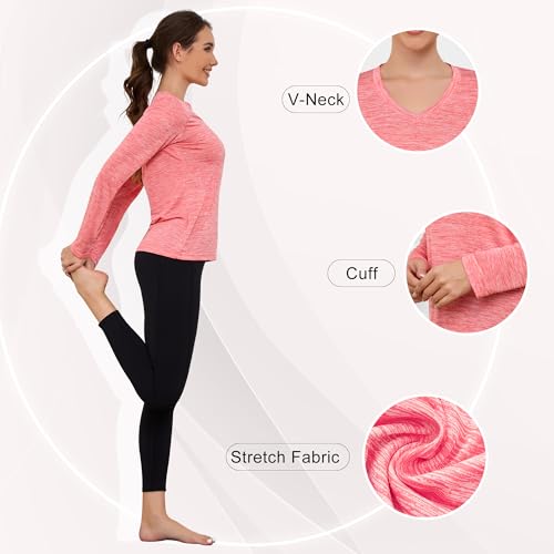 Womens Long Sleeve Workout Tops Moisture Wicking Athletic Shirts Running Quick Dry V Neck T Shirts for Women3