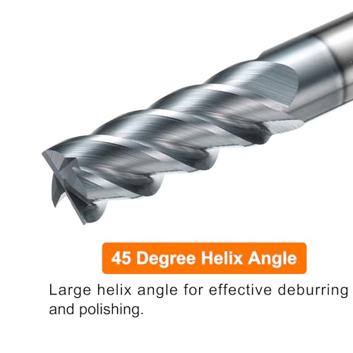 Image of HARFINGTON Carbide Square Nose End Mill Bit 3 /8 inch Cut Dia 4 Flutes TiAlN Coated Milling Cutter for Hardened Steel Metal (3 /8 inch Shank 1 inch Cut Length 4 inch Long 45 Degree Helix HRC53-55)