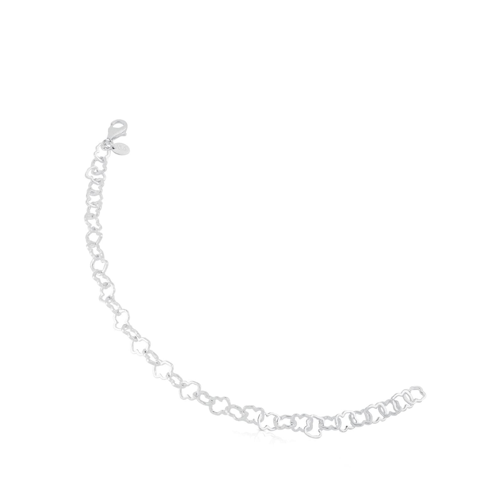 TOUS Pulsera de Plata de Primera Ley para Mujer con Motivo de Osos en Carrusel 0,8cm, 19 cm de Largo, Clásica y Elegante, Colección Carrusel