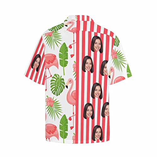Personalized Men's Hawaiian Shirts,Casual Button Down Shirts Beachwear Flammingo Red #TOP3