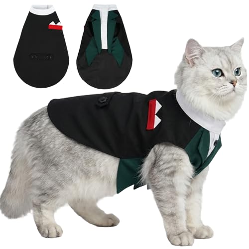 DENTRUN Cat Tuxedo Outfit Formal Suit with Shirt, Fancy Pet