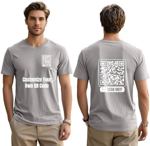 Custom T Shirts Funny QR Code Shirt for Men Women Personalized Tee Shirt with Your Own QR Code Linked Photo/Text/URL, Multi