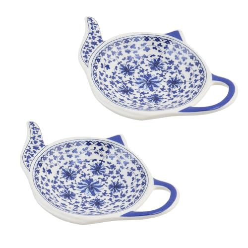 T Tulead Ceramic Spoon Rest, Blue, 4.8"×3.54", 2PCS