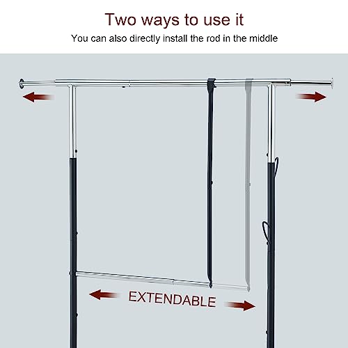Tajsoon Clothes Rack,Heavy Duty Double Rods Clothes Hanging Rack,Commercial Clothing Storage Display,Adjustable Standard Rolling Garment Rack With Wheels,Clothing Rack,Chrome #TOP7