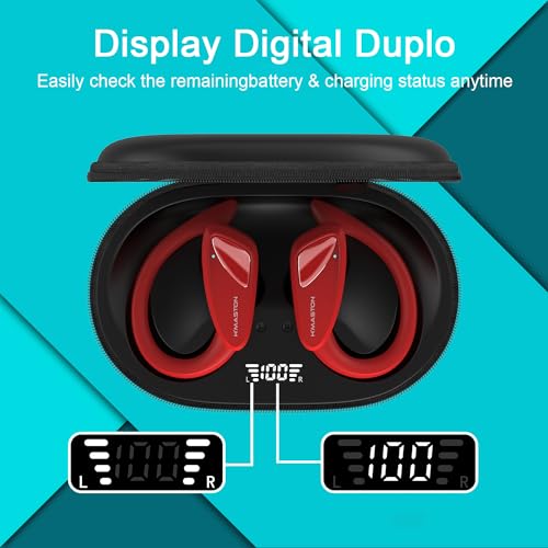 H'MASTON Fone de Ouvido Sem Fio Esportivo Fone BLuetooth 5.3 Tws Cancelamento de Ruído Com Microfon