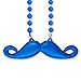 FlashingBlinkyLights Blue Mustache on Mardi Gras Beads Necklaces (Non-Light Up) (Set of 12)