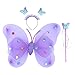 Produktbild Amosfun Fee Kostüme Set Kinder LED Leuchtet Schmetterling Flügel Stirnband Zauberstab Mädchen Prinzess Kostüme 3 Stück (Lila)