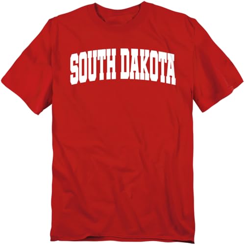 LOGOVISION University of South Dakota School Name Arch Unisex Adult T Shirt, Red, 4X-Large
