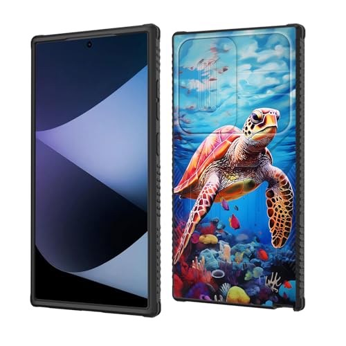 wiaekosef for Galaxy S26 Ultra Case Built in Slide Camera Lens Cover,Heavy Duty Shockproof Protection Dual Layer Case for Samsung Galaxy S26 Ultra 6.9" 2026,Sea Turtle Swimming Underwater