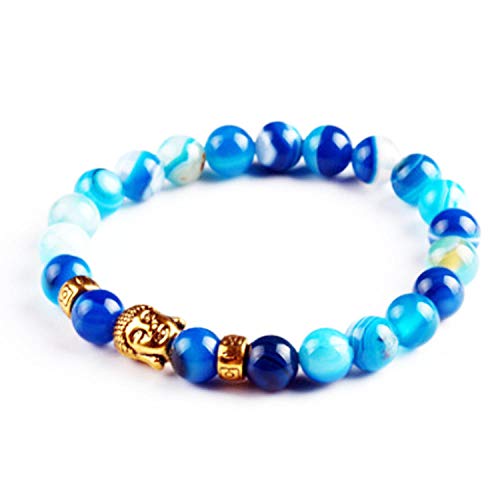 Tête en pierre naturelle agate bleue pour un style unique au quotidien