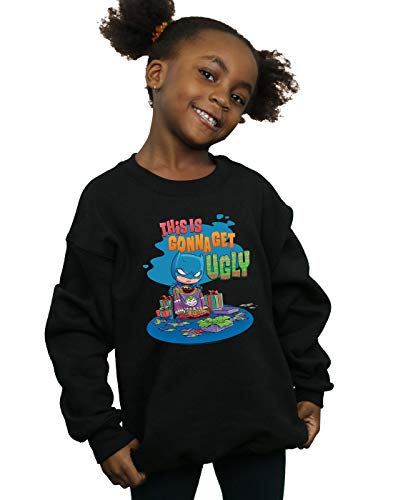 Absolute Cult DC Comics Girls Super Friends Batman Joker Christmas Jumper Sweatshirt Black 7-8 Years