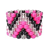 Kandi Cuff Scene Acessories Bold Patterns Dopamine Beads, Dailywear, Festival Clubwear, Rave Party Lovers, PLUR (Pink)