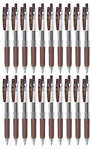 Zebra Sarasa Clip 0.7 Retractable Gel Ink Pen, Rubber Grip, 0.7mm, Brown Ink, Value Set of 20