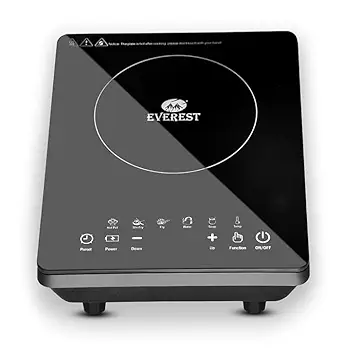 Everest Elegant Induction Cook Top 2000W | Feather Touch Sensor Control | 5 Preset Cooking Functions | Auto Shut Off | Black | (1 Year Warranty)