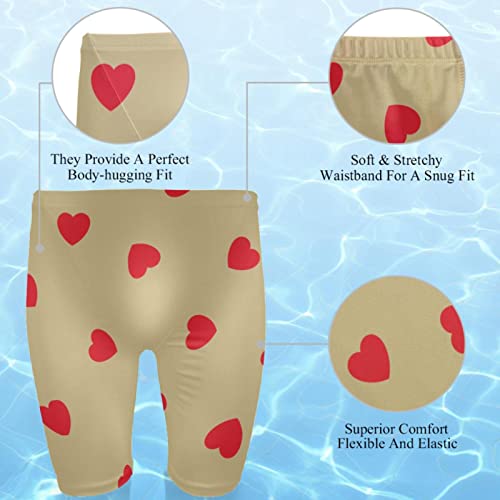 Jammers de natación de largo diseño hidrodinámico con estampado de corazones 2