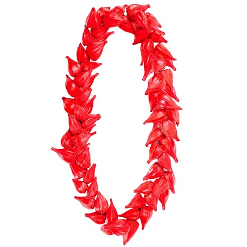 ERNTRNL Ula Fala - Ula Fala Necklace Samoa Red, Handmade Natural Fruits Ula Fala Samoan Necklace Jewelry Chain Gifts for Women Men, Hawaiian Heritage Jewelry Beach Holiday Decor Accessories