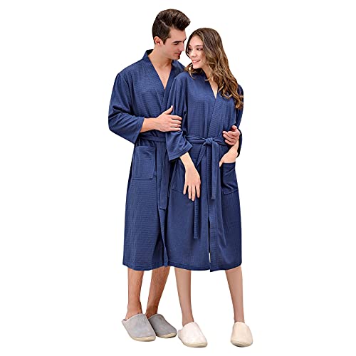 IQYU Bata de baño para parejas: albornoz para sauna para mujer y hombre, bata ligera para hombre, bata de sauna, bata de sauna, albornoz para socios, albornoz, kimono para hotel, spa, fiestas, marine