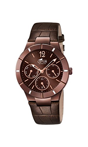 Lotus - 15918/2 - Montre Femme - Quartz - Analogique - Aiguilles Lumineuses - Bracelet Cuir Marron