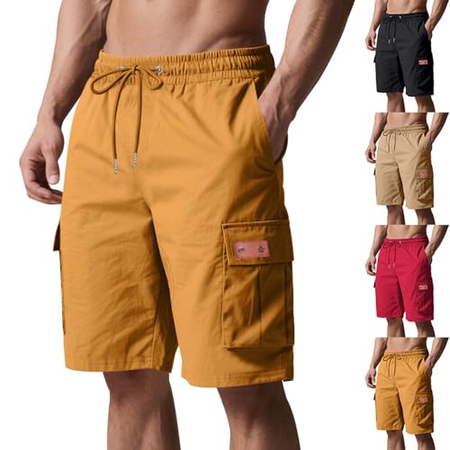 Image of Men's Cargo Shorts Elastic Waist Outdoor Loose Fit Sport Shorts Summer Joggers Casual Short with Multi-Pocket