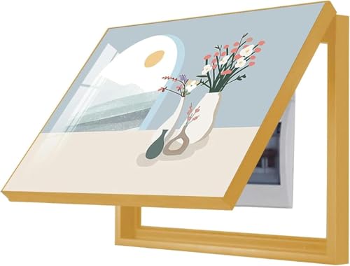 Cubierta para Panel eléctrico, Pintura Decorativa para Caja de medidores, Cubierta Decorativa para contadores de medidores, Ideal para Oficina, Restaurante, hogar (Marco Dorado, L, 70 x 50 c