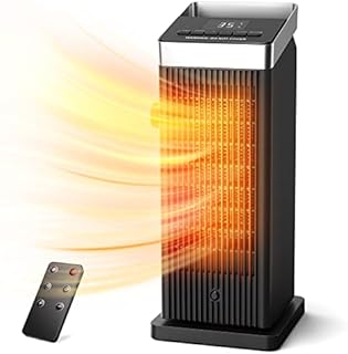 OMISOON QN18 Grzejnik 2000W, ECO Regulowany Termostat, Grzejnik Elektryczny PTC, 90°Oscylacja, 24H Timer, Regulacja Wiatru, Wielokrotna Ochrona, Pilot, 3 Tryby,Heater, Dom, Biuro, Czarny