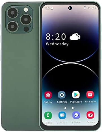 UPQRSG i14 Pro Max Unlocked Smartphones for 12, 6.7 Inch 4GB 128GB Face Unlock Cell Phone with 4000Mah Battery, 16MP 8MP Dual Camera, Green 100‑240V(US)